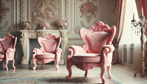 Chaises Baroque Rose Poudrée